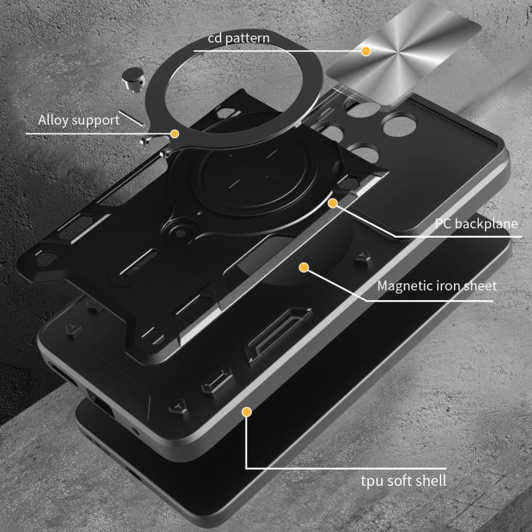 For Motorola Moto G75 5G CD Texture Sliding Camshield Magnetic Holder Phone Case(Black) - free shipping - PMC TechLife - Order now!