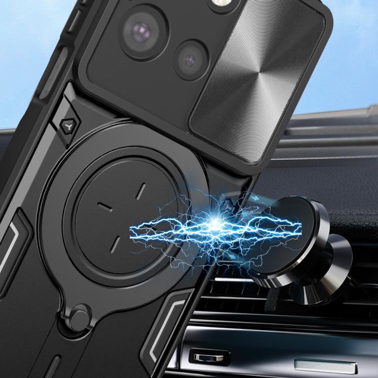 For Motorola Moto G 2025 CD Texture Sliding Camshield Magnetic Holder Phone Case(Black) - free shipping - PMC TechLife - Order now!