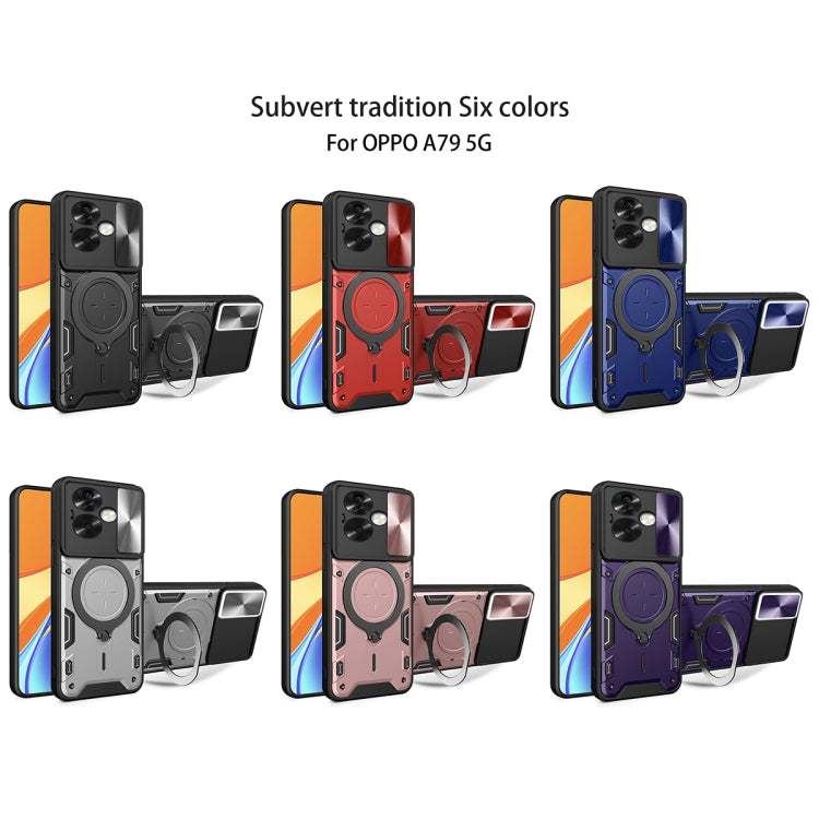 For OPPO A79 5G Global CD Texture Sliding Camshield Magnetic Holder Phone Case(Pink) - OPPO Cases by PMC TechLife | Online Shopping South Africa | PMC TechLife | Buy Now Pay Later Mobicred