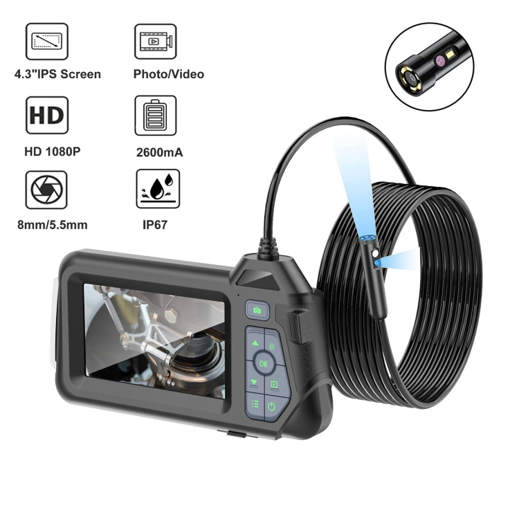 M60 4.3 inch Dual Camera with Screen Endoscope, Length:5m(8mm) -  by PMC TechLife | Online Shopping South Africa | PMC TechLife | Buy Now Pay Later Mobicred