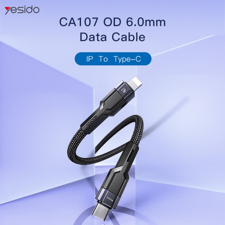 YESIDO CA107 1.2m 2.4A USB-C / Type-C to 8 Pin OD0.6 Charging Data Cable(Black+Blue) - 2 in 1 Cable by Yesido | Online Shopping South Africa | PMC Jewellery | Buy Now Pay Later Mobicred