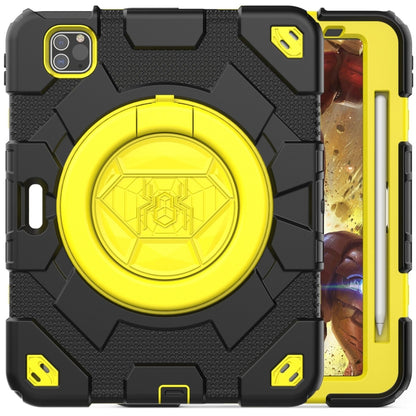 For iPad Pro 11 2022 / 2021 / 2020 Spider Rotation Handle Silicone Hybrid PC Tablet Case(Black Yellow) - iPad Pro 11 (2022/2021) Cases by PMC Jewellery | Online Shopping South Africa | PMC Jewellery | Buy Now Pay Later Mobicred