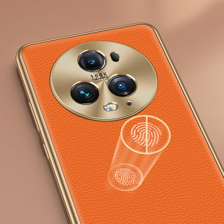 For Honor 90 Litchi Texture Genuine Leather Phone Case(Orange) - Honor Cases by PMC TechLife | Online Shopping South Africa | PMC TechLife | Buy Now Pay Later Mobicred
