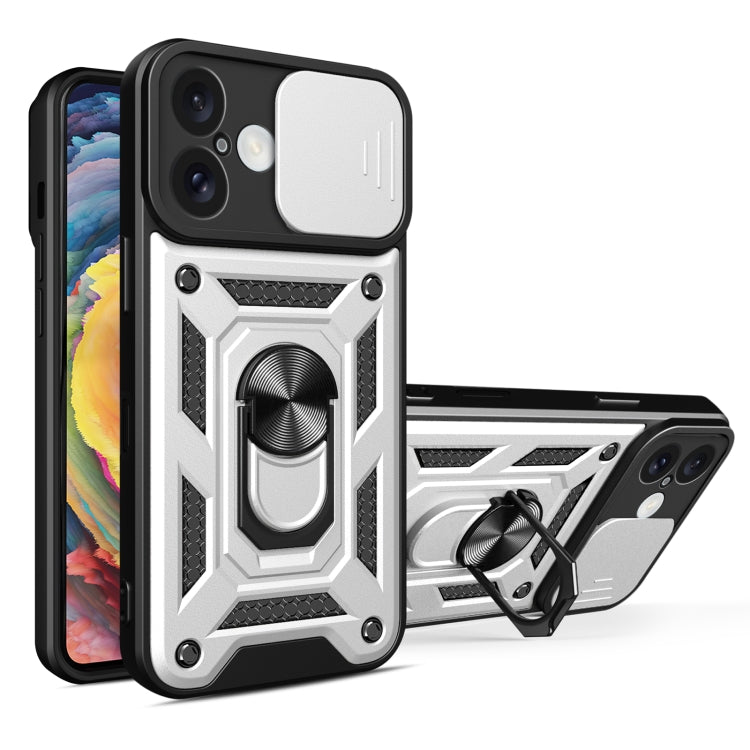 For iPhone 16 Sliding Camera Cover Design TPU+PC Phone Case(Silver) - iPhone 16 Cases by PMC Jewellery | Online Shopping South Africa | PMC Jewellery | Buy Now Pay Later Mobicred