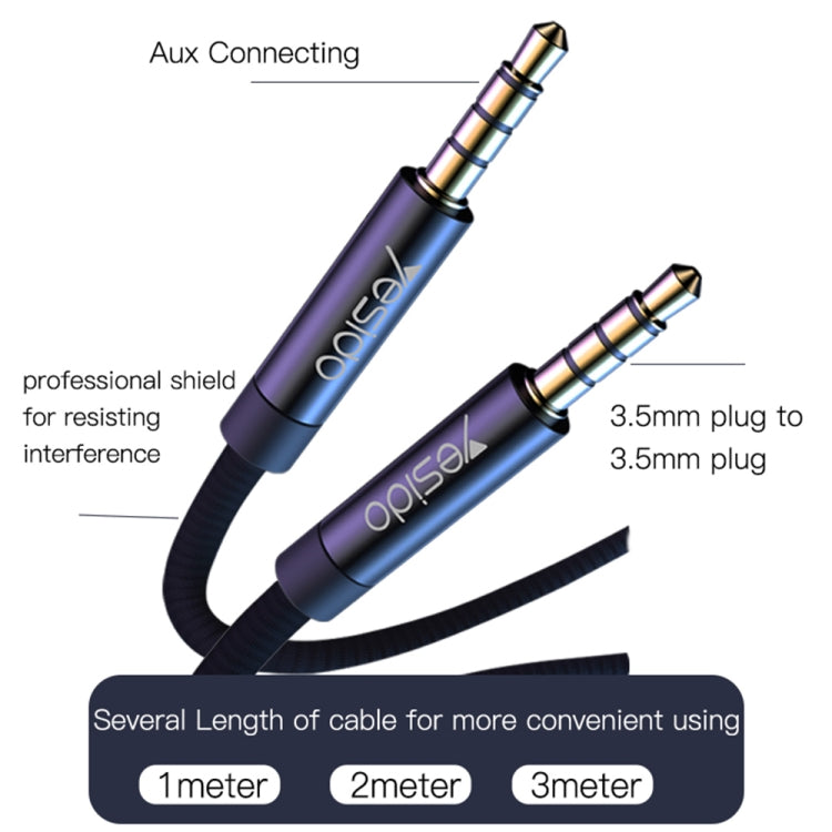 Yesido YAU15 3.5mm Male to 3.5mm Male Audio Cable, Length:2m(Black) - Video & Audio Cable by Yesido | Online Shopping South Africa | PMC Jewellery | Buy Now Pay Later Mobicred