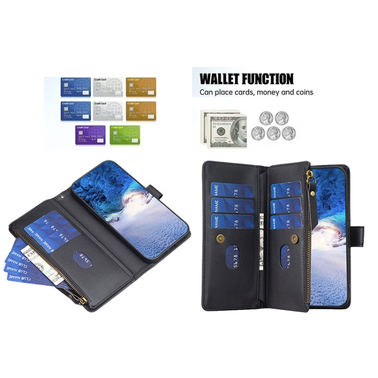 For Google Pixel 7a 9 Card Slots Zipper Wallet Leather Flip Phone Case(Black) - free shipping - PMC TechLife - Order now!