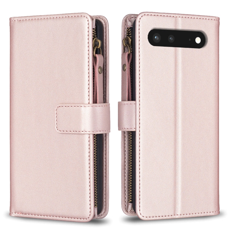 For Google Pixel 7 9 Card Slots Zipper Wallet Leather Flip Phone Case(Rose Gold) - Google Cases by PMC TechLife | Online Shopping South Africa | PMC TechLife | Buy Now Pay Later Mobicred