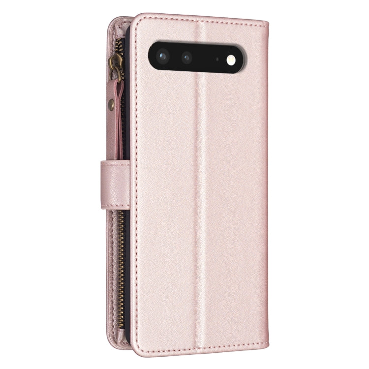 For Google Pixel 7 9 Card Slots Zipper Wallet Leather Flip Phone Case(Rose Gold) - Google Cases by PMC TechLife | Online Shopping South Africa | PMC TechLife | Buy Now Pay Later Mobicred