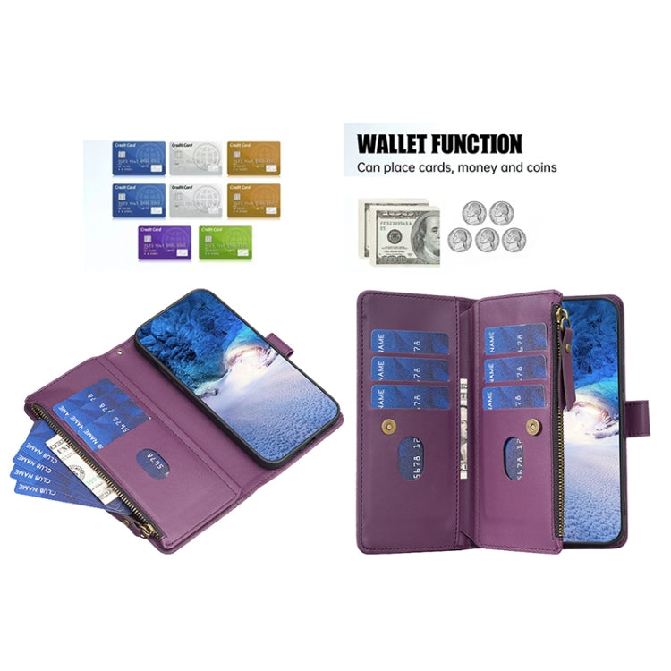 For Google Pixel 8 Pro 9 Card Slots Zipper Wallet Leather Flip Phone Case(Dark Purple) - Google Cases by PMC TechLife | Online Shopping South Africa | PMC TechLife | Buy Now Pay Later Mobicred