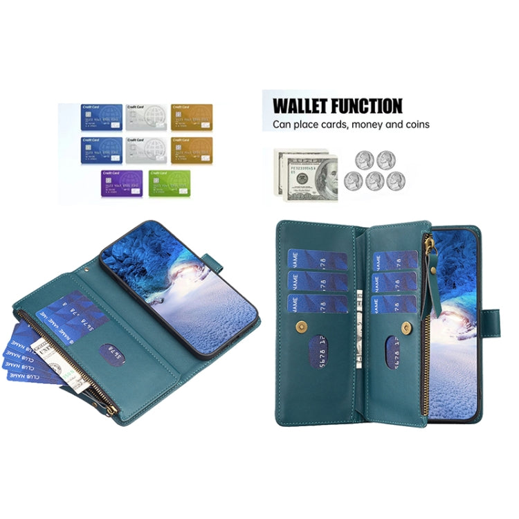 For Google Pixel 8 9 Card Slots Zipper Wallet Leather Flip Phone Case(Green) - Google Cases by PMC TechLife | Online Shopping South Africa | PMC TechLife | Buy Now Pay Later Mobicred