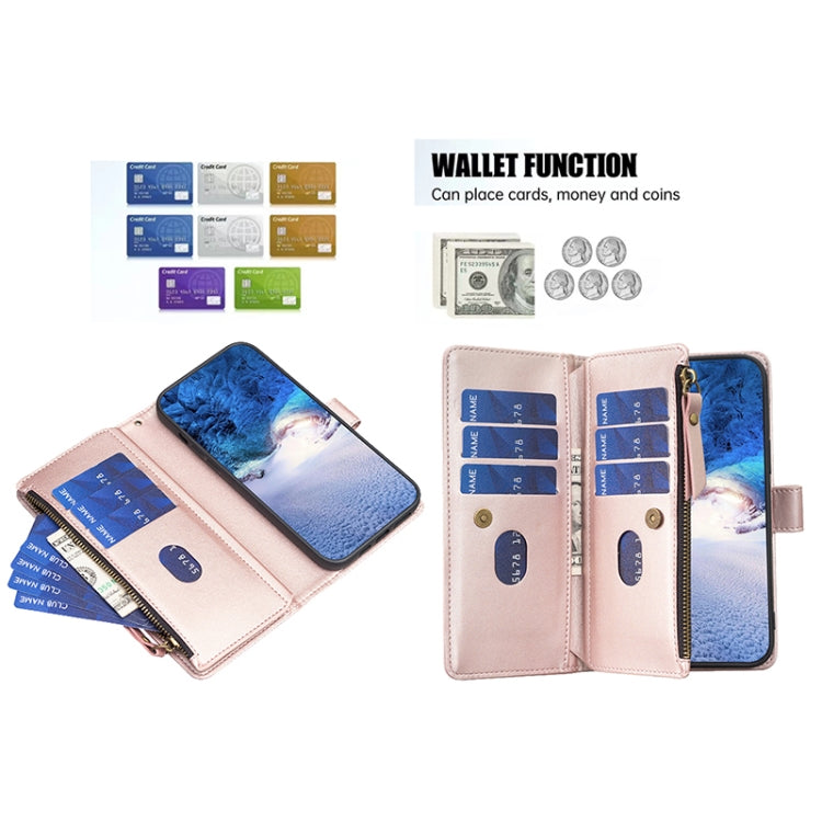 For Google Pixel 8 9 Card Slots Zipper Wallet Leather Flip Phone Case(Rose Gold) - free shipping - PMC TechLife - Order now!