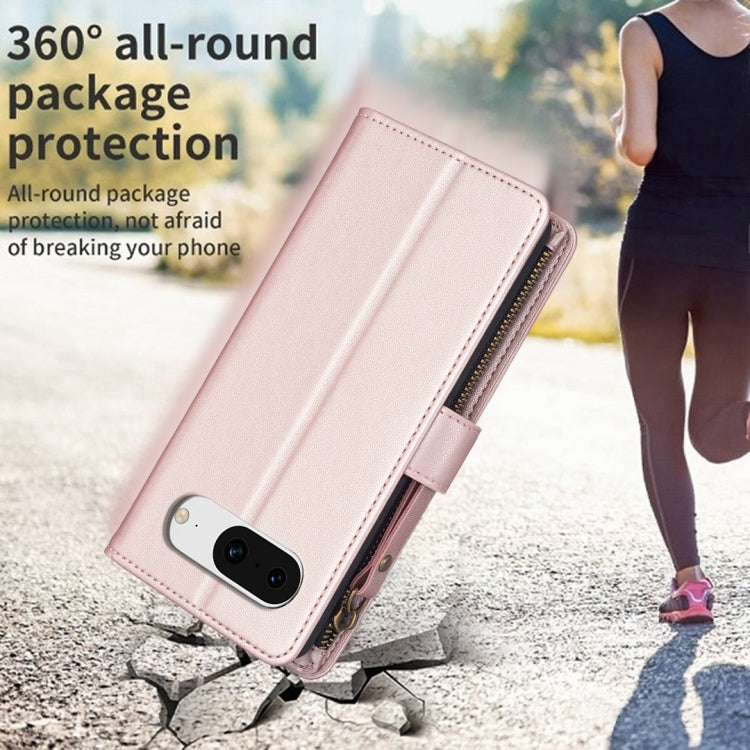 For Google Pixel 8 9 Card Slots Zipper Wallet Leather Flip Phone Case(Rose Gold) - free shipping - PMC TechLife - Order now!