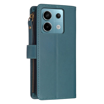 For Xiaomi Redmi Note 13 Pro 4G Global 9 Card Slots Zipper Wallet Leather Flip Phone Case(Green) - Note 13 Pro Cases by PMC Jewellery | Online Shopping South Africa | PMC Jewellery | Buy Now Pay Later Mobicred