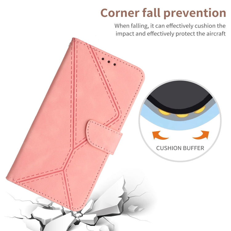 For iPhone 16 Plus Stitching Embossed Leather Phone Case(Pink) - iPhone 16 Plus Cases by PMC TechLife | Online Shopping South Africa | PMC TechLife | Buy Now Pay Later Mobicred
