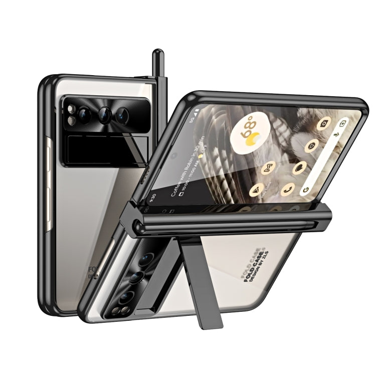 For Google Pixel Fold Integrated Electroplating Folding Phone Case with Pen Slot(Black) - Google Cases by PMC TechLife | Online Shopping South Africa | PMC TechLife | Buy Now Pay Later Mobicred