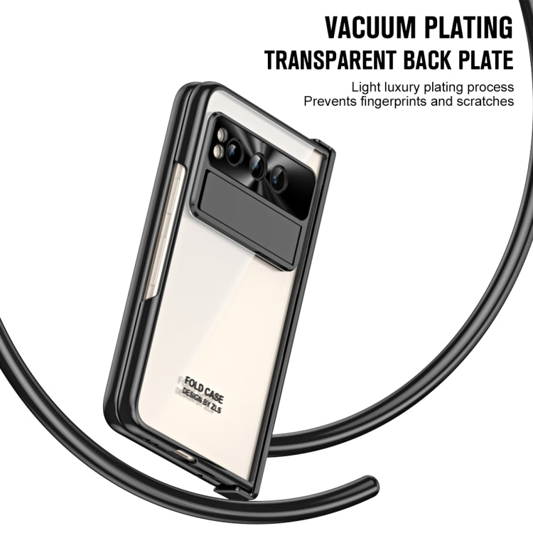 For Google Pixel Fold Integrated Electroplating Folding Phone Case with Pen Slot(Black) - Google Cases by PMC TechLife | Online Shopping South Africa | PMC TechLife | Buy Now Pay Later Mobicred