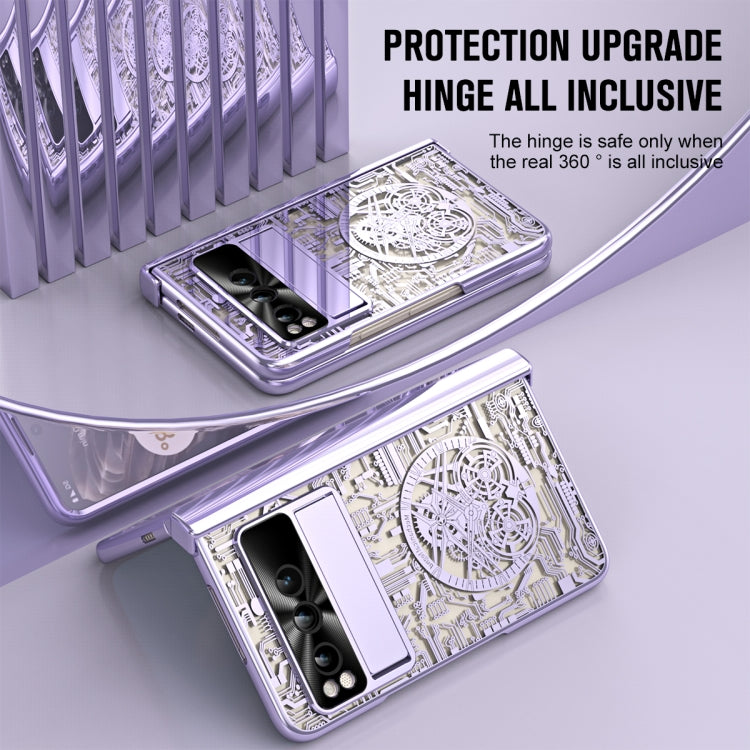 For Google Pixel Fold Mechanical Legend Integrated Electroplating All-inclusive Phone Case(Purple) - Google Cases by PMC TechLife | Online Shopping South Africa | PMC TechLife | Buy Now Pay Later Mobicred