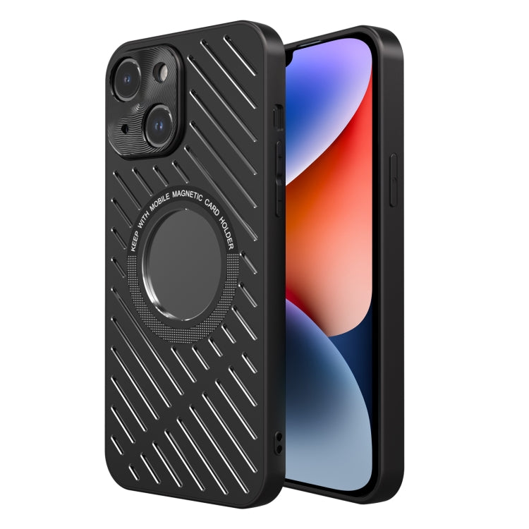 For iPhone 14 Plus R-JUST RJ57 CD Pattern MagSafe Cooling Phone Case(Black) - iPhone 14 Plus Cases by R-JUST | Online Shopping South Africa | PMC TechLife | Buy Now Pay Later Mobicred