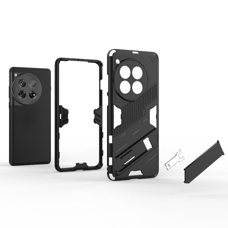 For OnePlus 12 5G Punk Armor 2 in 1 PC + TPU Phone Case with Holder(Black) - OnePlus Cases by PMC TechLife | Online Shopping South Africa | PMC TechLife