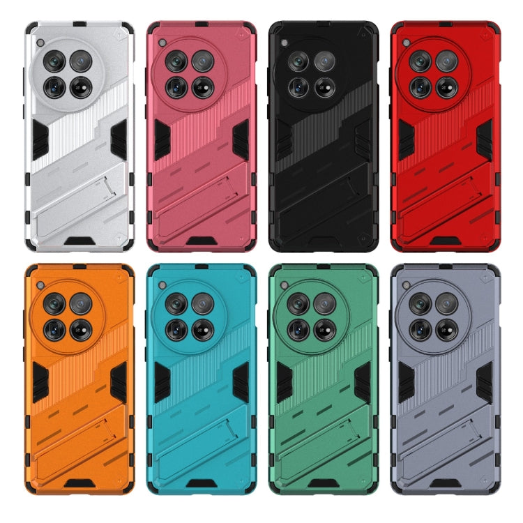 For OnePlus 12 5G Punk Armor 2 in 1 PC + TPU Phone Case with Holder(Black) - OnePlus Cases by PMC TechLife | Online Shopping South Africa | PMC TechLife