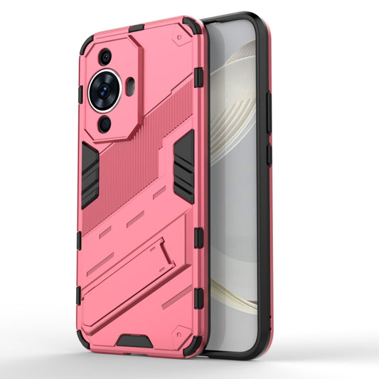 For Huawei nova 11 4G Punk Armor 2 in 1 PC + TPU Phone Case with Holder(Light Red) - Huawei Cases by PMC Jewellery | Online Shopping South Africa | PMC Jewellery | Buy Now Pay Later Mobicred