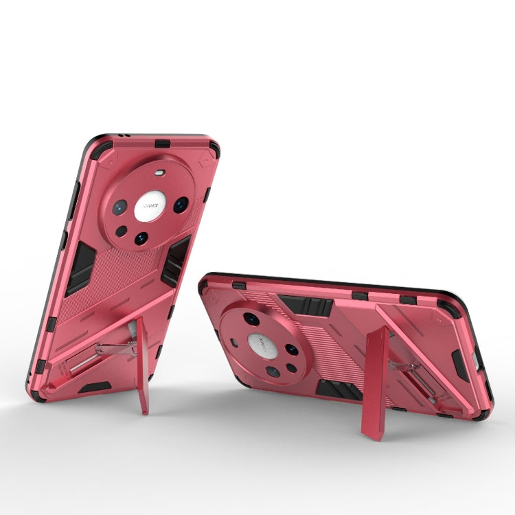 For Huawei Mate 60 Pro Punk Armor 2 in 1 PC + TPU Phone Case with Holder(Light Red) - Huawei Cases by PMC TechLife | Online Shopping South Africa | PMC TechLife | Buy Now Pay Later Mobicred