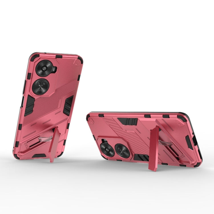 For Huawei nova 11 SE Punk Armor 2 in 1 PC + TPU Phone Case with Holder(Light Red) - Huawei Cases by PMC TechLife | Online Shopping South Africa | PMC TechLife | Buy Now Pay Later Mobicred