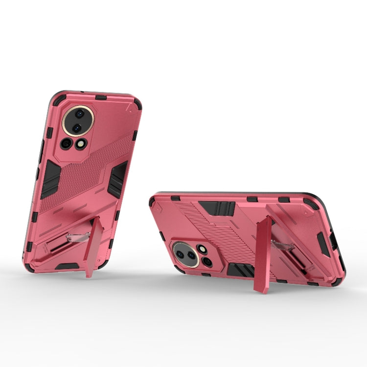 For Huawei nova 12 5G Punk Armor 2 in 1 PC + TPU Phone Case with Holder(Light Red) - Huawei Cases by PMC TechLife | Online Shopping South Africa | PMC TechLife | Buy Now Pay Later Mobicred