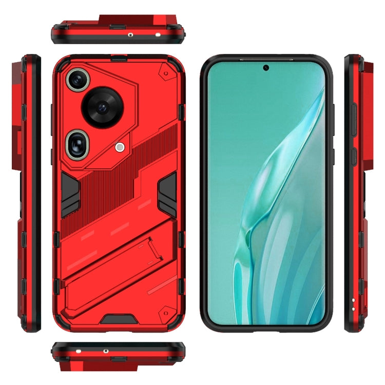 For Huawei Pura 70 Ultra Punk Armor 2 in 1 PC + TPU Phone Case with Holder(Red) - Huawei Cases by PMC Jewellery | Online Shopping South Africa | PMC Jewellery | Buy Now Pay Later Mobicred