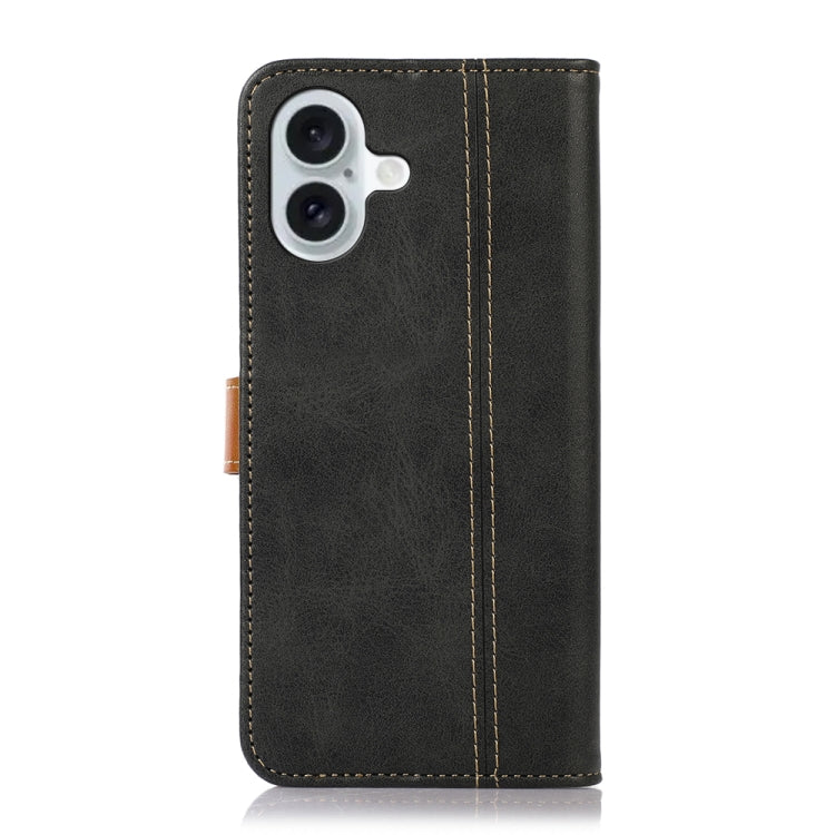 For iPhone 16 Stitching Thread Calf Texture Leather Phone Case(Black) - iPhone 16 Cases by PMC Jewellery | Online Shopping South Africa | PMC Jewellery | Buy Now Pay Later Mobicred