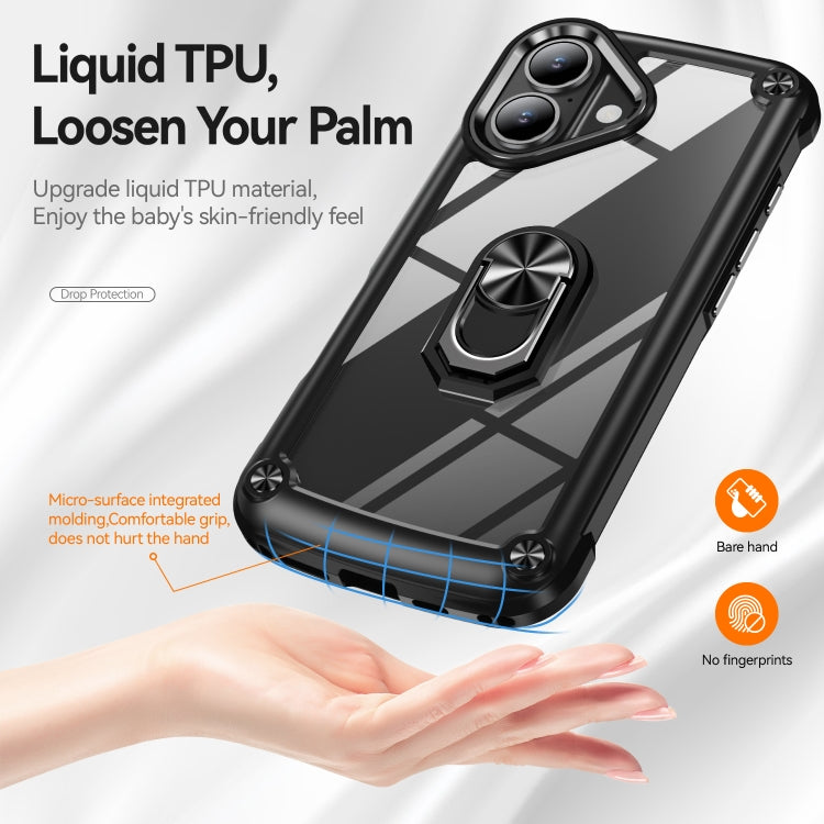 For iPhone 16 Plus TPU + PC Lens Protection Phone Case with Ring Holder(Black) - iPhone 16 Plus Cases by PMC Jewellery | Online Shopping South Africa | PMC Jewellery | Buy Now Pay Later Mobicred