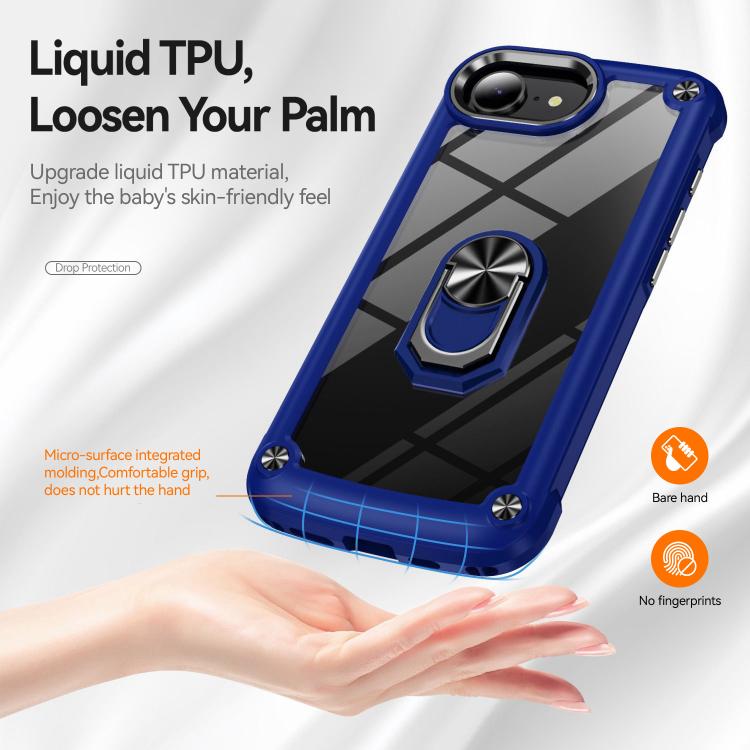 For iPhone 16e TPU + PC Lens Protection Phone Case with Ring Holder(Green) - iPhone 16e Cases by PMC TechLife | Online Shopping South Africa | PMC TechLife | Buy Now Pay Later Mobicred