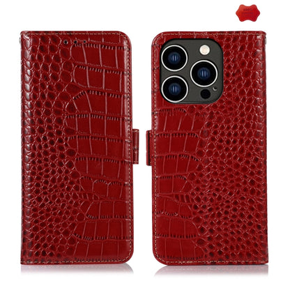 For iPhone 16 Pro Crocodile Top Layer Cowhide Leather Phone Case(Red) - iPhone 16 Pro Cases by PMC Jewellery | Online Shopping South Africa | PMC Jewellery | Buy Now Pay Later Mobicred