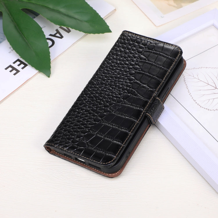 For iPhone 16 Plus Crocodile Top Layer Cowhide Leather Phone Case(Black) - iPhone 16 Plus Cases by PMC Jewellery | Online Shopping South Africa | PMC Jewellery | Buy Now Pay Later Mobicred