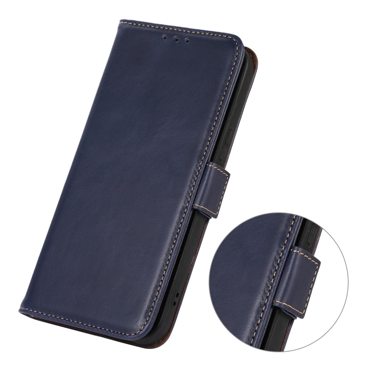 For iPhone 16 Pro Max Crazy Horse Top Layer Cowhide Leather Phone Case(Blue) - iPhone 16 Pro Max Cases by PMC TechLife | Online Shopping South Africa | PMC TechLife | Buy Now Pay Later Mobicred