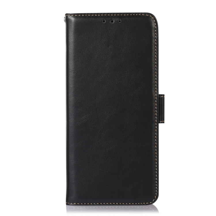 For iPhone 16 Plus Crazy Horse Top Layer Cowhide Leather Phone Case(Black) - iPhone 16 Plus Cases by PMC TechLife | Online Shopping South Africa | PMC TechLife | Buy Now Pay Later Mobicred
