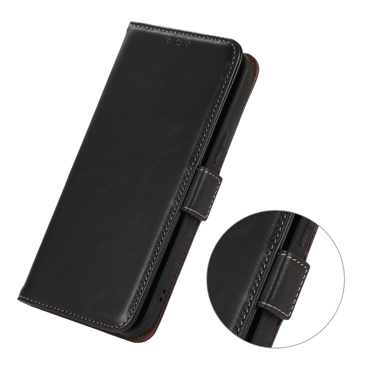 For iPhone 16 Plus Crazy Horse Top Layer Cowhide Leather Phone Case(Black) - iPhone 16 Plus Cases by PMC TechLife | Online Shopping South Africa | PMC TechLife | Buy Now Pay Later Mobicred