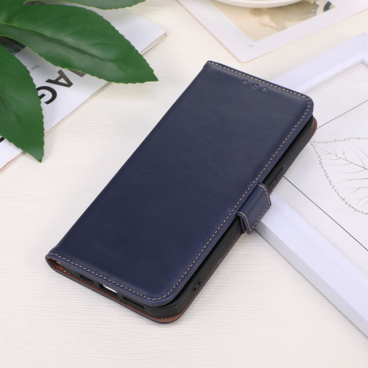 For iPhone 16 Plus Crazy Horse Top Layer Cowhide Leather Phone Case(Blue) - free shipping - PMC TechLife - Order now!