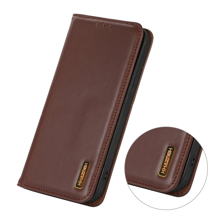 For iPhone 16 Pro Max KHAZNEH Nappa Top Layer Cowhide Leather Phone Case(Brown) - iPhone 16 Pro Max Cases by PMC TechLife | Online Shopping South Africa | PMC TechLife | Buy Now Pay Later Mobicred