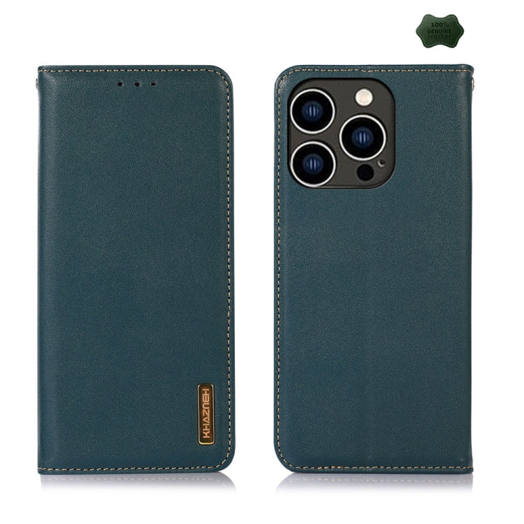 For iPhone 16 Pro KHAZNEH Nappa Top Layer Cowhide Leather Phone Case(Green) - iPhone 16 Pro Cases by PMC TechLife | Online Shopping South Africa | PMC TechLife | Buy Now Pay Later Mobicred