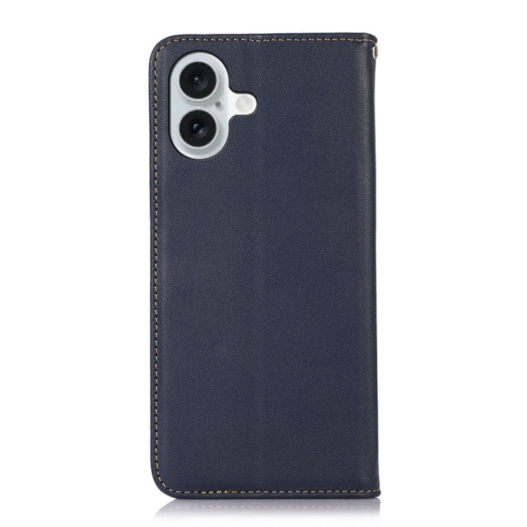 For iPhone 16 KHAZNEH Nappa Top Layer Cowhide Leather Phone Case(Blue) - iPhone 16 Cases by PMC TechLife | Online Shopping South Africa | PMC TechLife | Buy Now Pay Later Mobicred