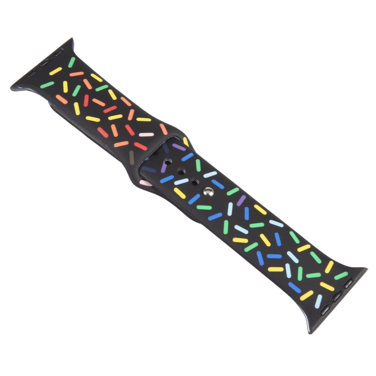 Rainbow Raindrops Silicone Watch Band For Apple Watch 9 45mm(Black) - Watch Bands by PMC TechLife | Online Shopping South Africa | PMC TechLife