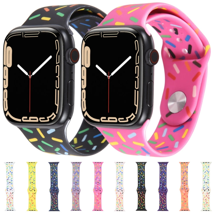 Rainbow Raindrops Silicone Watch Band For Apple Watch 9 45mm(Dark Purple) - Watch Bands by PMC TechLife | Online Shopping South Africa | PMC TechLife