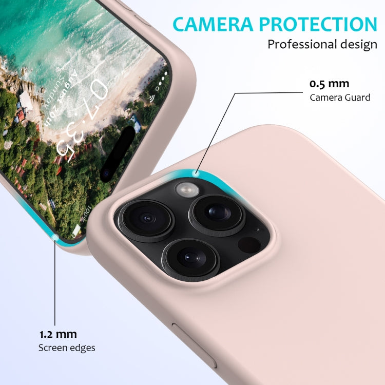 For iPhone 16 Pro Max Solid Color Silicone Phone Case(Sand Pink) - More iPhone Cases by PMC TechLife | Online Shopping South Africa | PMC TechLife | Buy Now Pay Later Mobicred