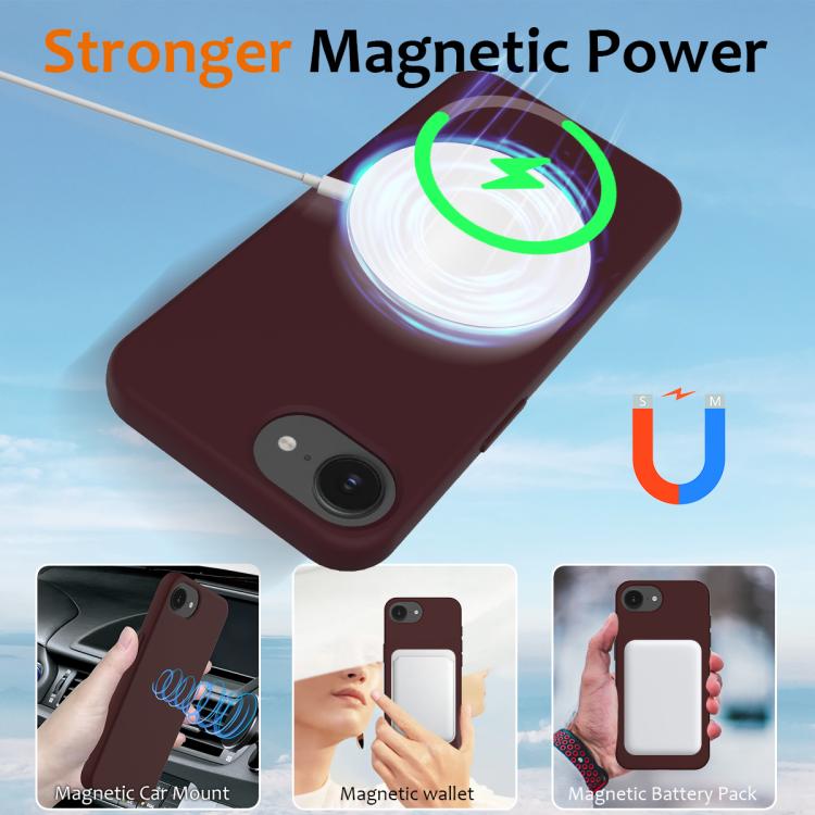 For iPhone 16e Shockproof Silicone Magsafe Phone Case(Plum Color) - free shipping - PMC TechLife - Order now!