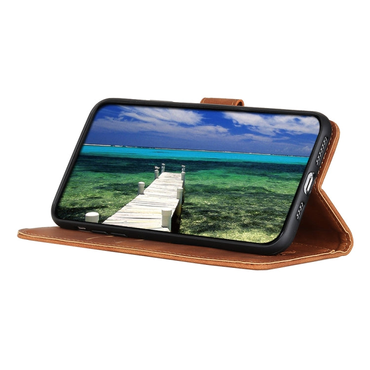 For iPhone 16e KHAZNEH Retro Texture Leather Phone Case(Brown) - iPhone 16e Cases by PMC TechLife | Online Shopping South Africa | PMC TechLife | Buy Now Pay Later Mobicred