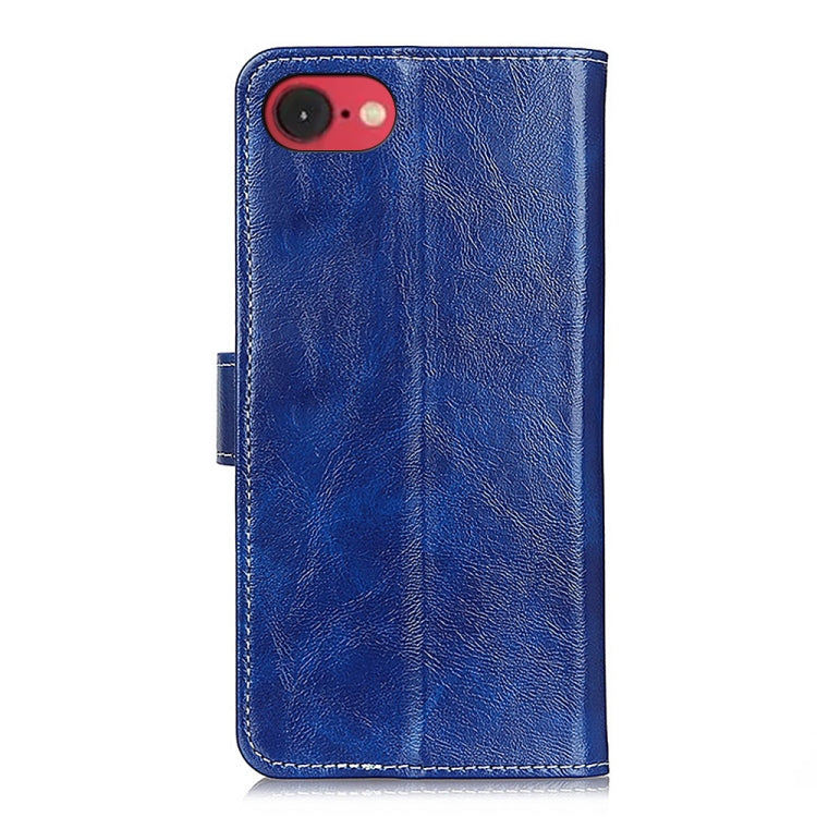For iPhone 16e Retro Crazy Horse Texture Horizontal Flip Leather Phone Case(Blue) - iPhone 16e Cases by PMC TechLife | Online Shopping South Africa | PMC TechLife | Buy Now Pay Later Mobicred