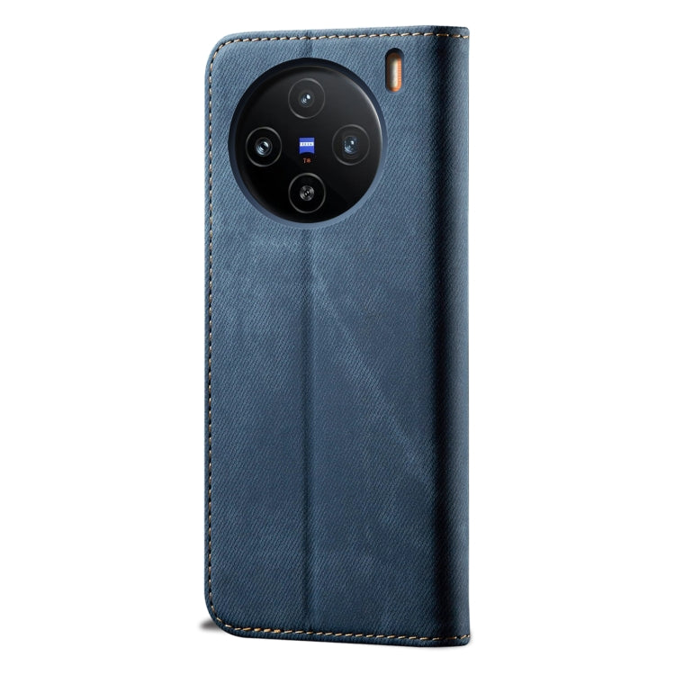 For vivo X100 Pro Denim Texture Flip Leather Phone Case(Blue) - vivo Cases by imak | Online Shopping South Africa | PMC Jewellery | Buy Now Pay Later Mobicred