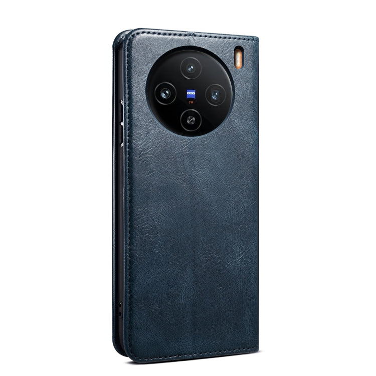 For vivo X100 Pro Oil Wax Crazy Horse Texture Leather Phone Case(Blue) - vivo Cases by imak | Online Shopping South Africa | PMC Jewellery | Buy Now Pay Later Mobicred