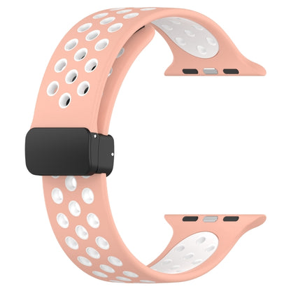 For Apple Watch SE 2023 40mm Magnetic Buckle Silicone Watch Band(Pink White) - Watch Bands by PMC Jewellery | Online Shopping South Africa | PMC Jewellery